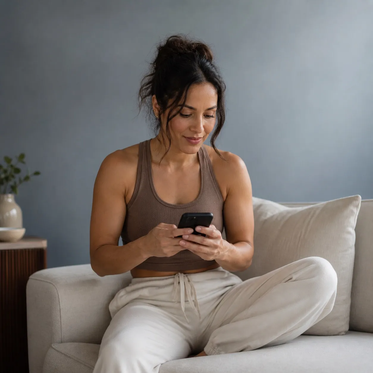 Customer reviewing her OPTML protocol on her phone