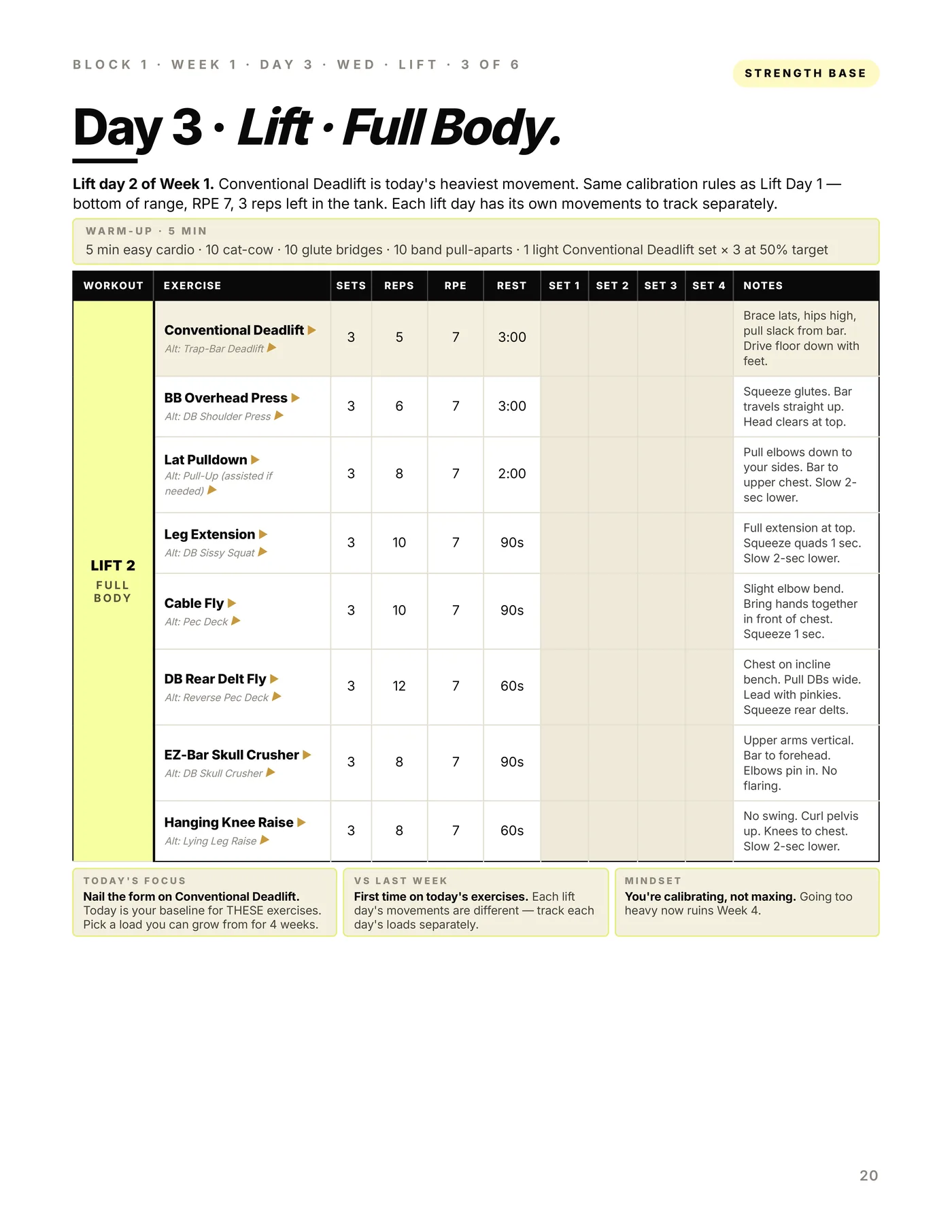 Hybrid — 6 Day, a workout page