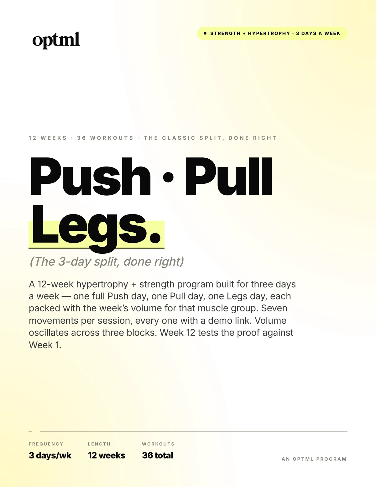 Push / Pull / Legs — 3 Day