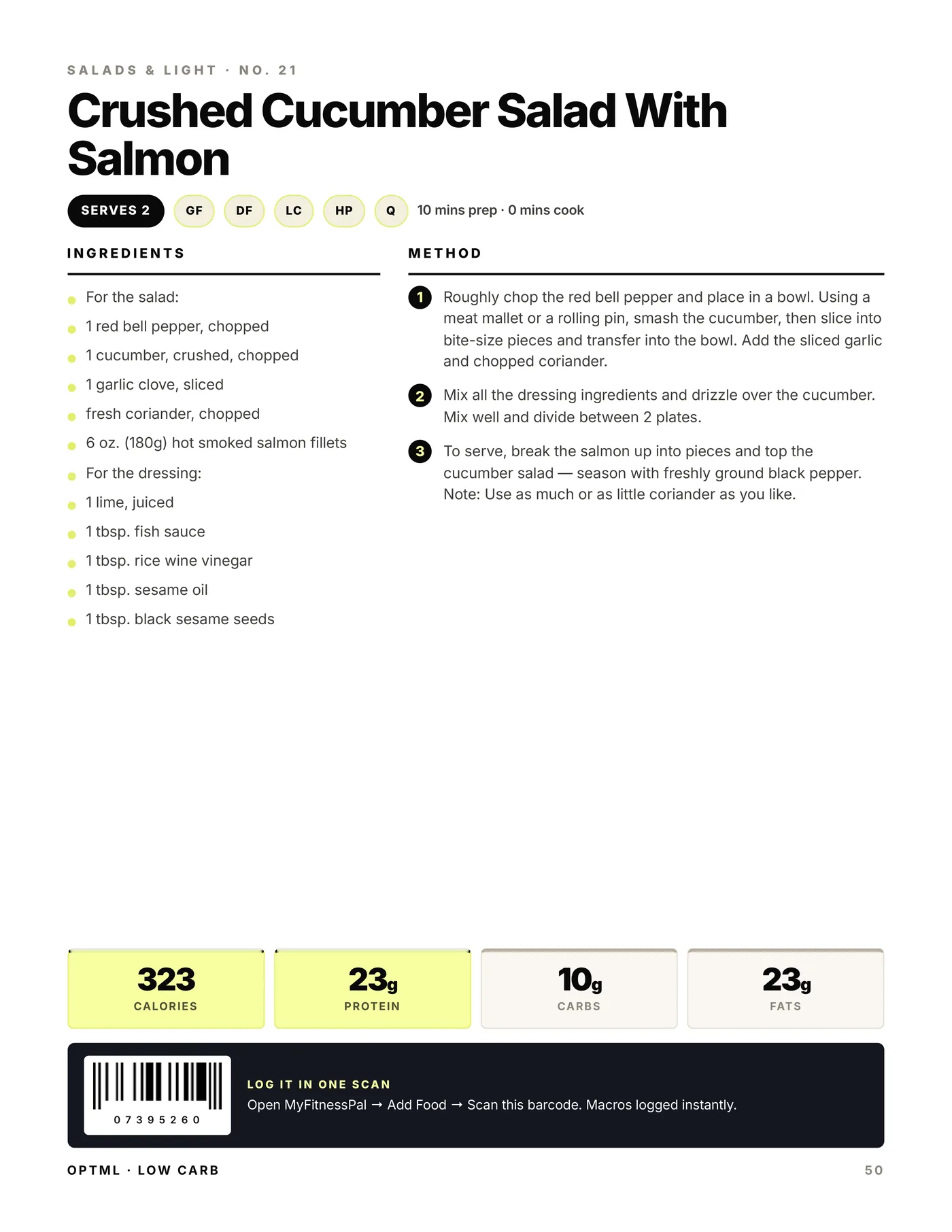 Low-Carb Recipes, macros + scan code