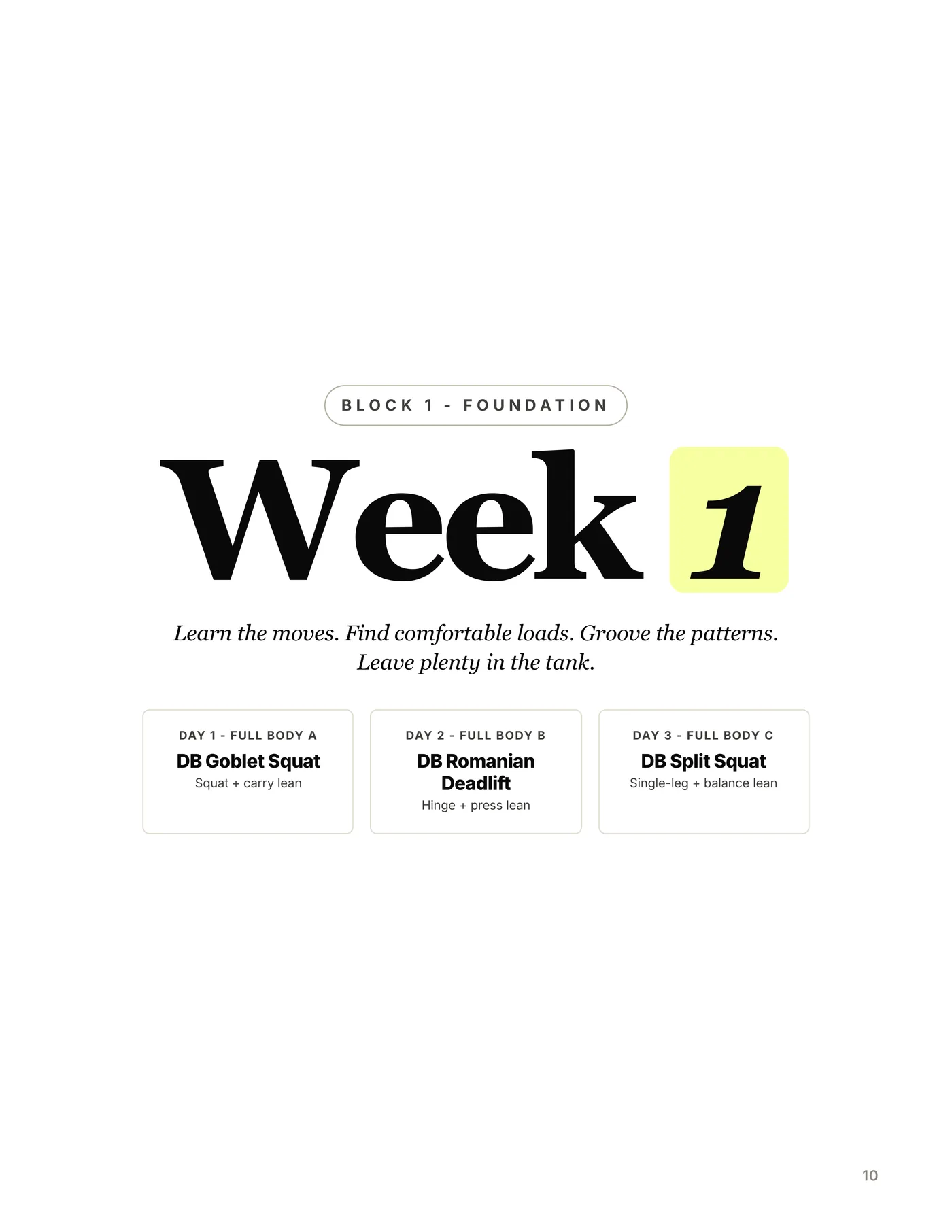 Strong For Life (40+), week overview