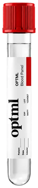OPTML blood collection tube, red cap